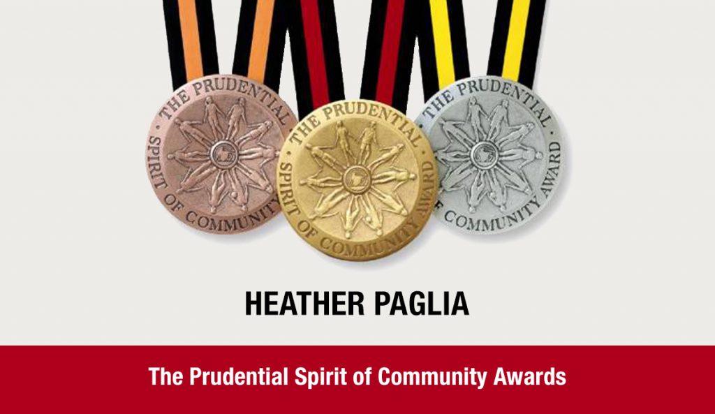 Heather Paglia receives The Prudential Spirit of Community Awards metal of honors